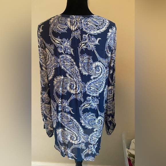Lucky Brand paisley pattern in shades of blue sz M tunic - Picture 6 of 6